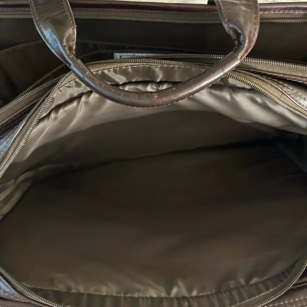 PELLE STUDIO VINTAGE CHOCOLATE BROWN LEATHER MANY COMPARTMENTS LAB/BREIF BAG